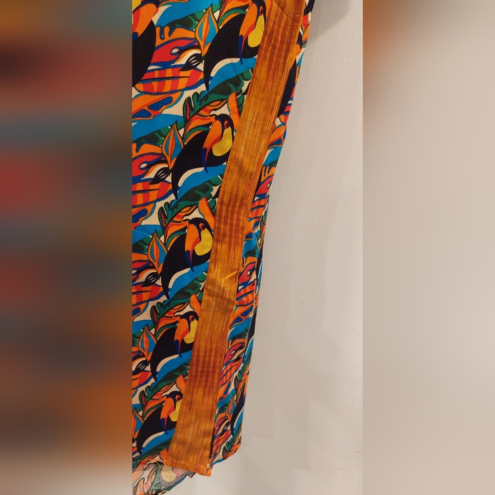 Colorful A-Line Pants with Leaf Pattern - Picture 5 of 8